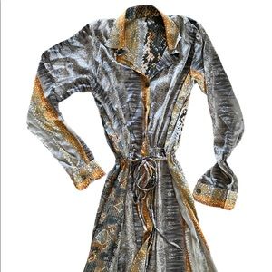Italian 100% Silk Snake Print Shirt Dress